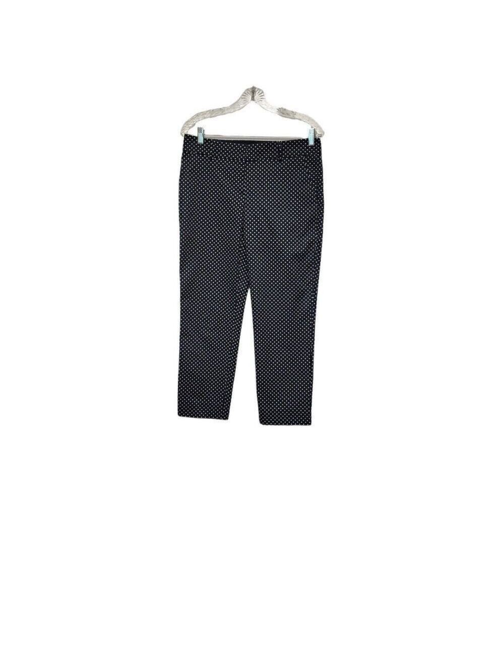 Ann Taylor Women's 2 Cambridge Crop Navy White Polka Dots Ankle Pants